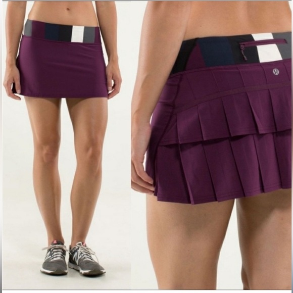 Lululemon Pacesetter Skirt Plum/pow Stripe Angel Wing, Size 10 Tall - Picture 1 of 6